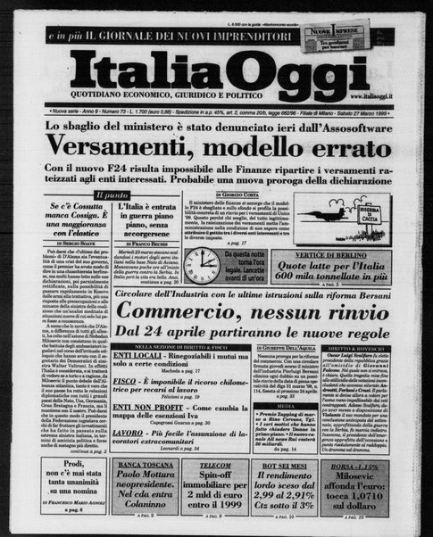 Italia oggi : quotidiano di economia finanza e politica